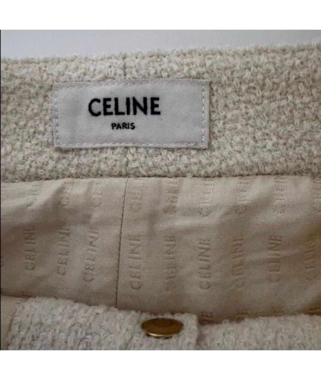 CELINE Белая шерстяная юбка мини, фото 3