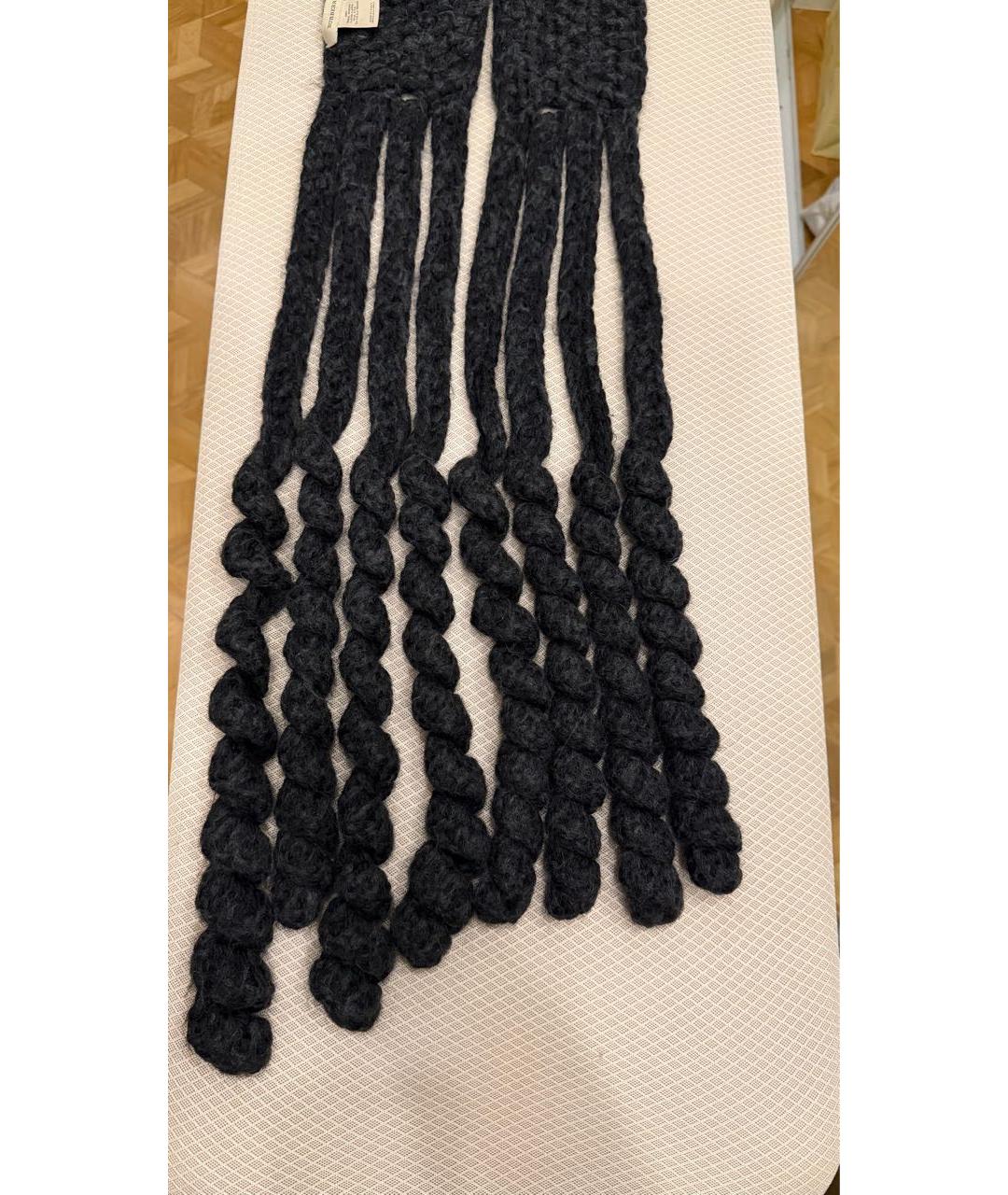 BURBERRY Черный шерстяной шарф, фото 4