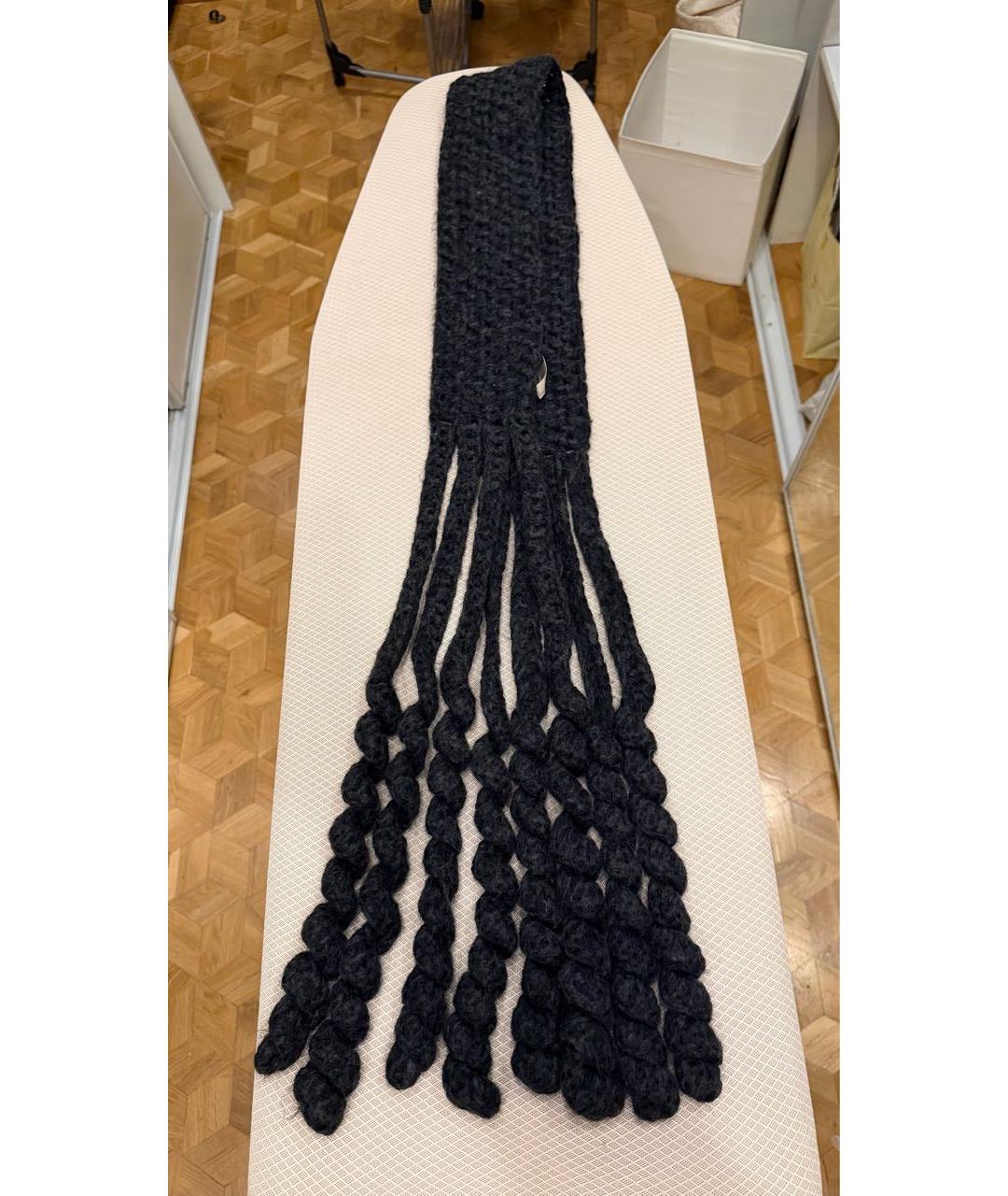 BURBERRY Черный шерстяной шарф, фото 5