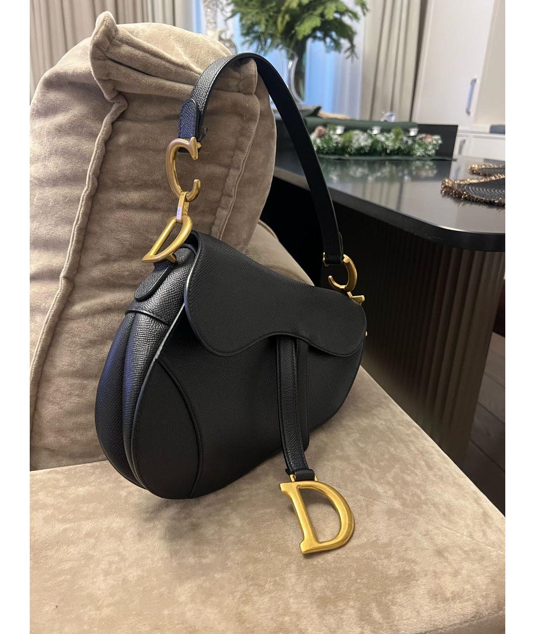 CHRISTIAN DIOR Черная кожаная сумка с короткими ручками, фото 2