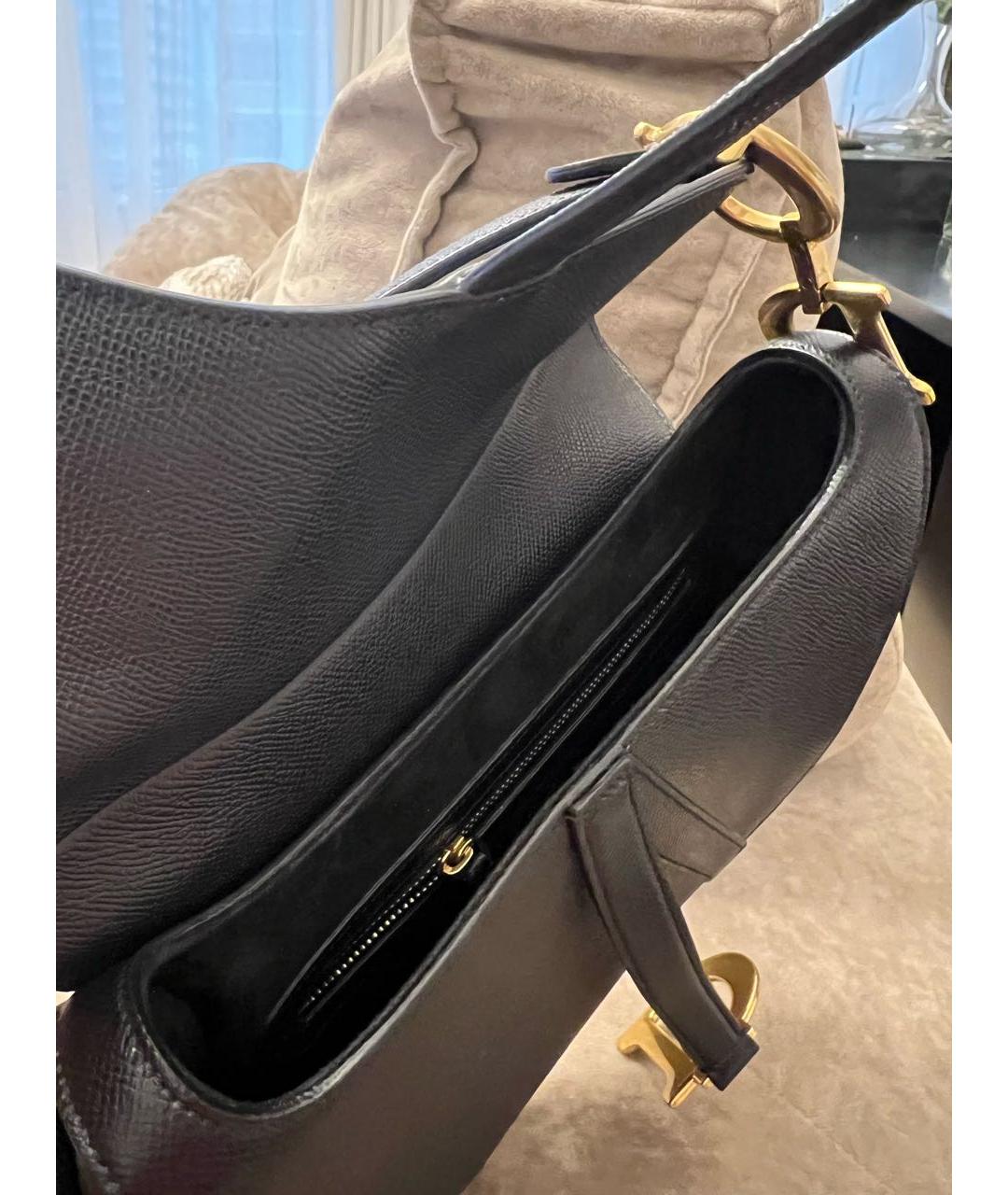 CHRISTIAN DIOR Черная кожаная сумка с короткими ручками, фото 4