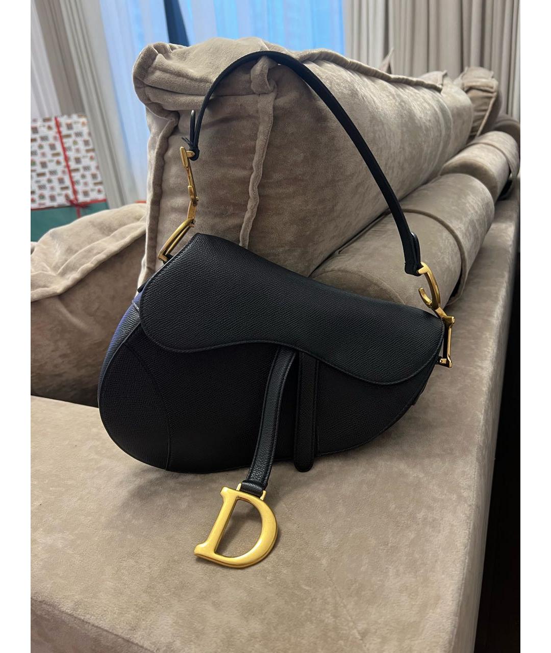 CHRISTIAN DIOR Черная кожаная сумка с короткими ручками, фото 5