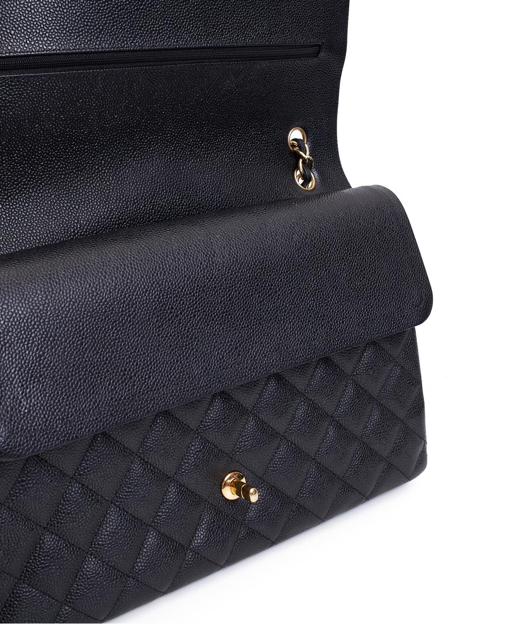 CHANEL Черная кожаная сумка с короткими ручками, фото 7