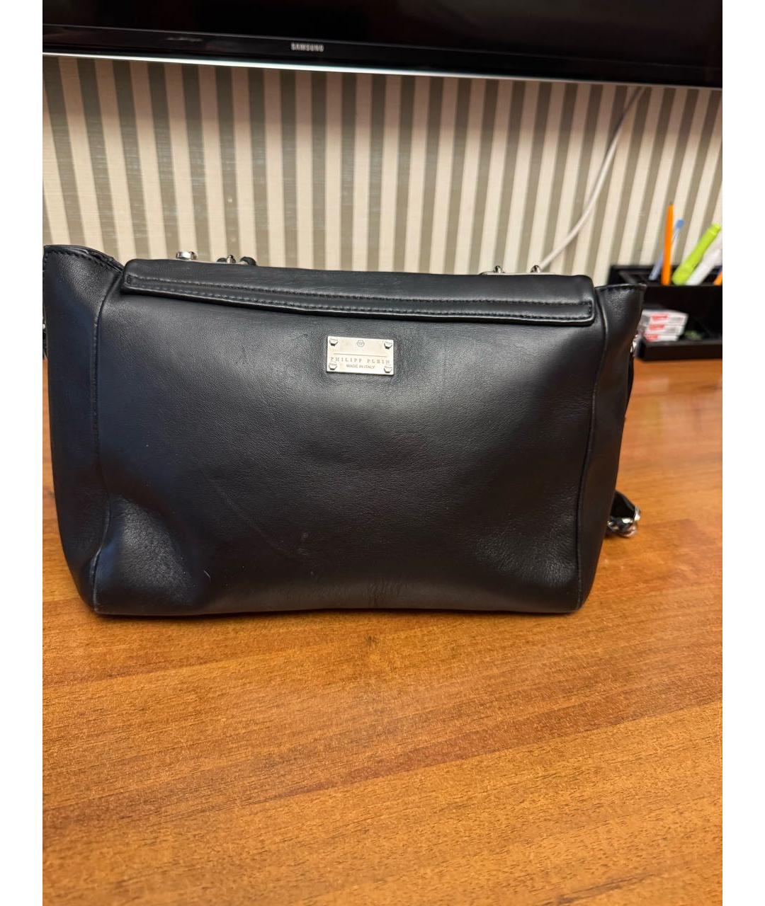PHILIPP PLEIN Черная кожаная сумка через плечо, фото 3