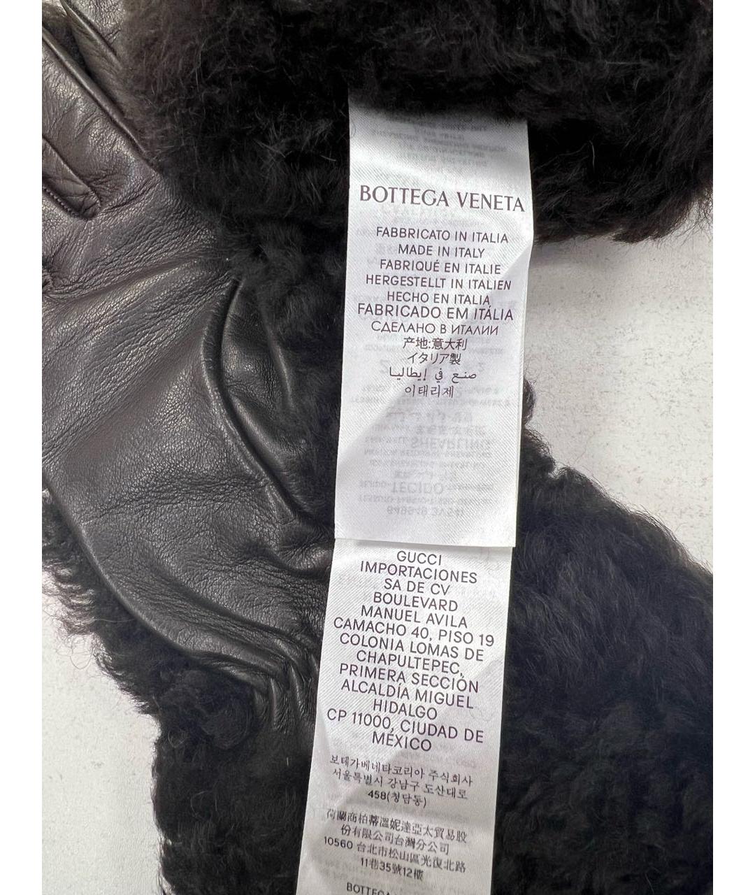 BOTTEGA VENETA Коричневые кожаные перчатки, фото 7