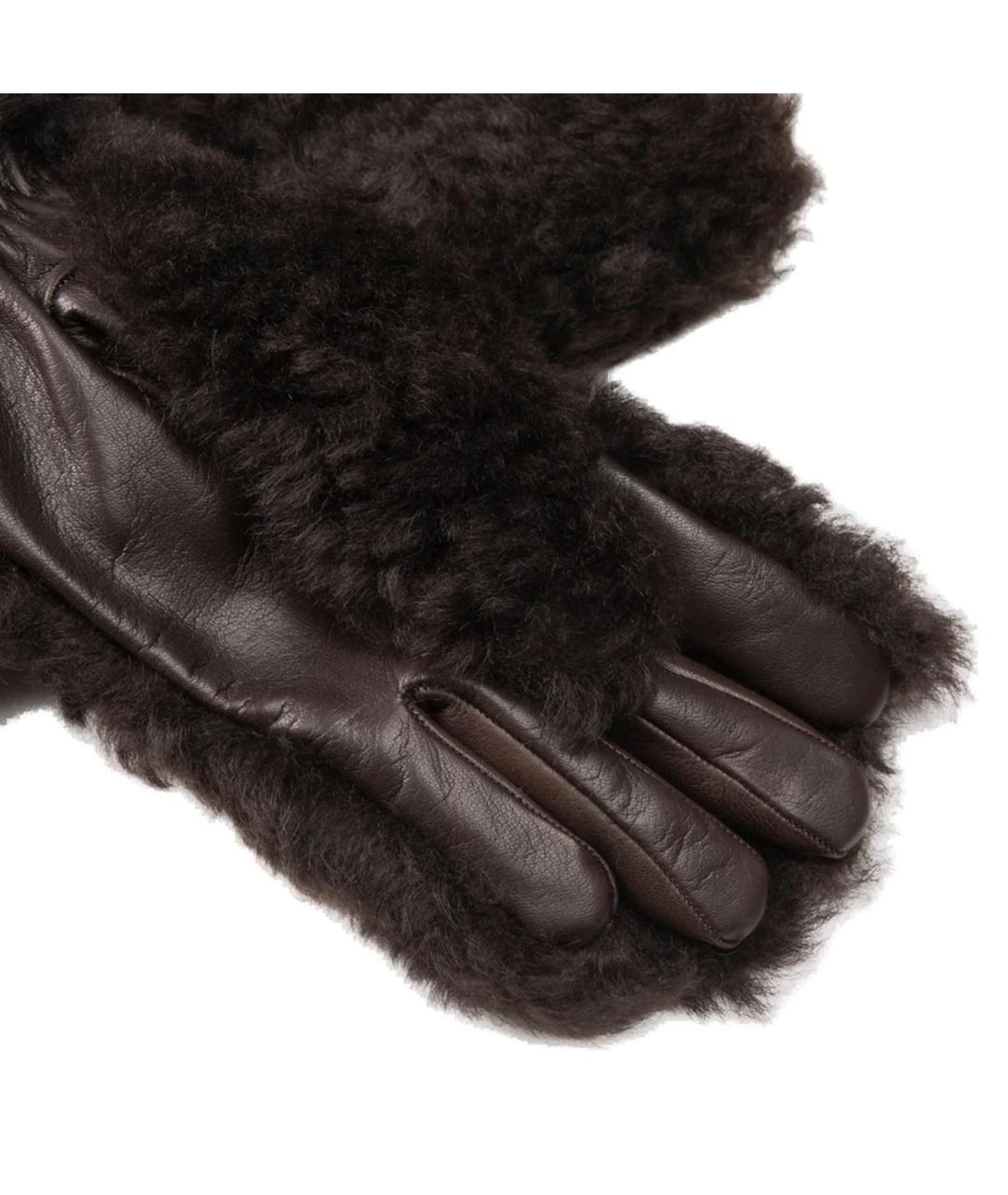 BOTTEGA VENETA Коричневые кожаные перчатки, фото 2