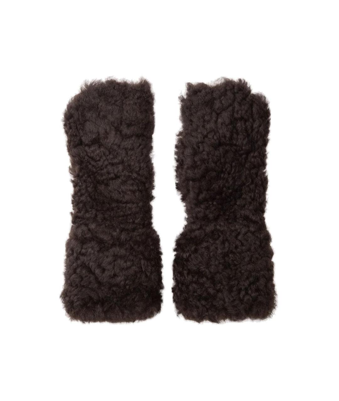 BOTTEGA VENETA Коричневые кожаные перчатки, фото 3