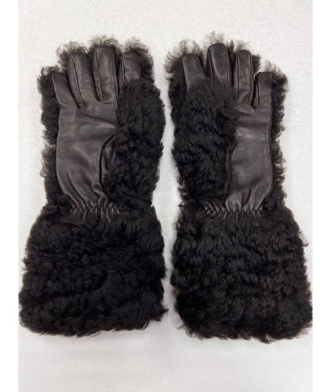 BOTTEGA VENETA Коричневые кожаные перчатки, фото 5