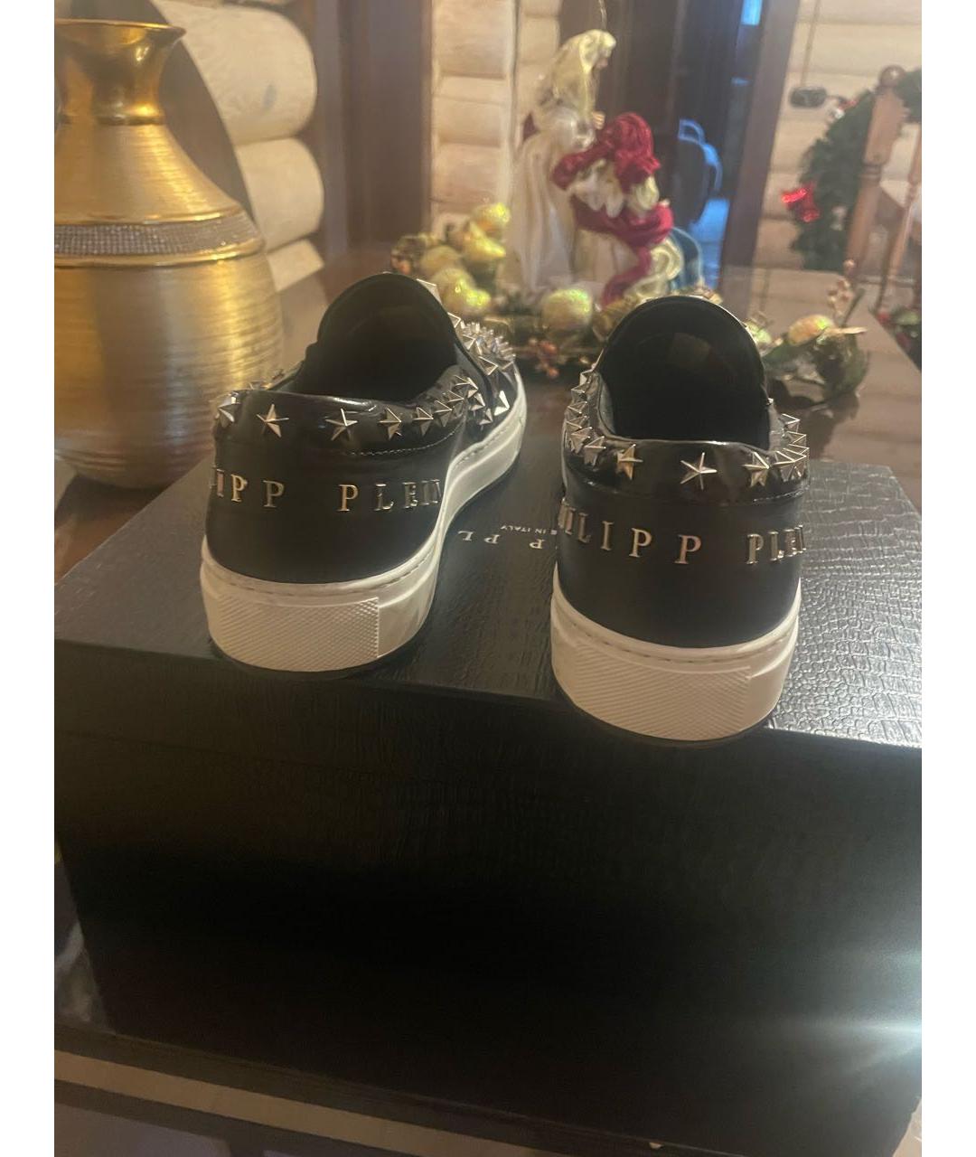 PHILIPP PLEIN Черные замшевые низкие кроссовки / кеды, фото 4