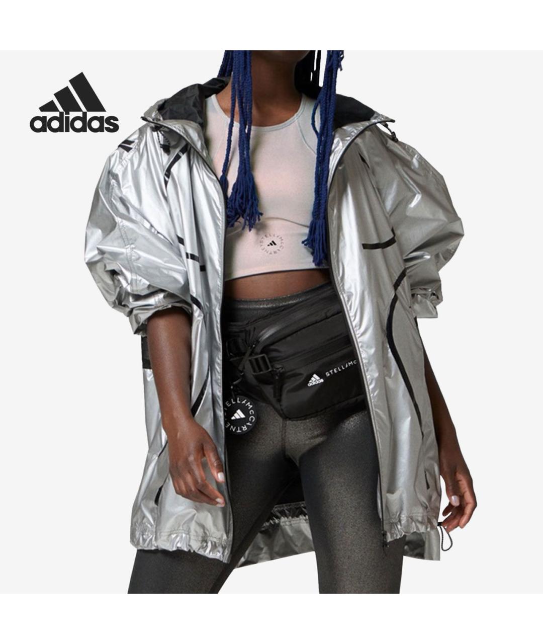 ADIDAS BY STELLA MCCARTNEY Серебряная полиэстеровая спортивная куртка, фото 3