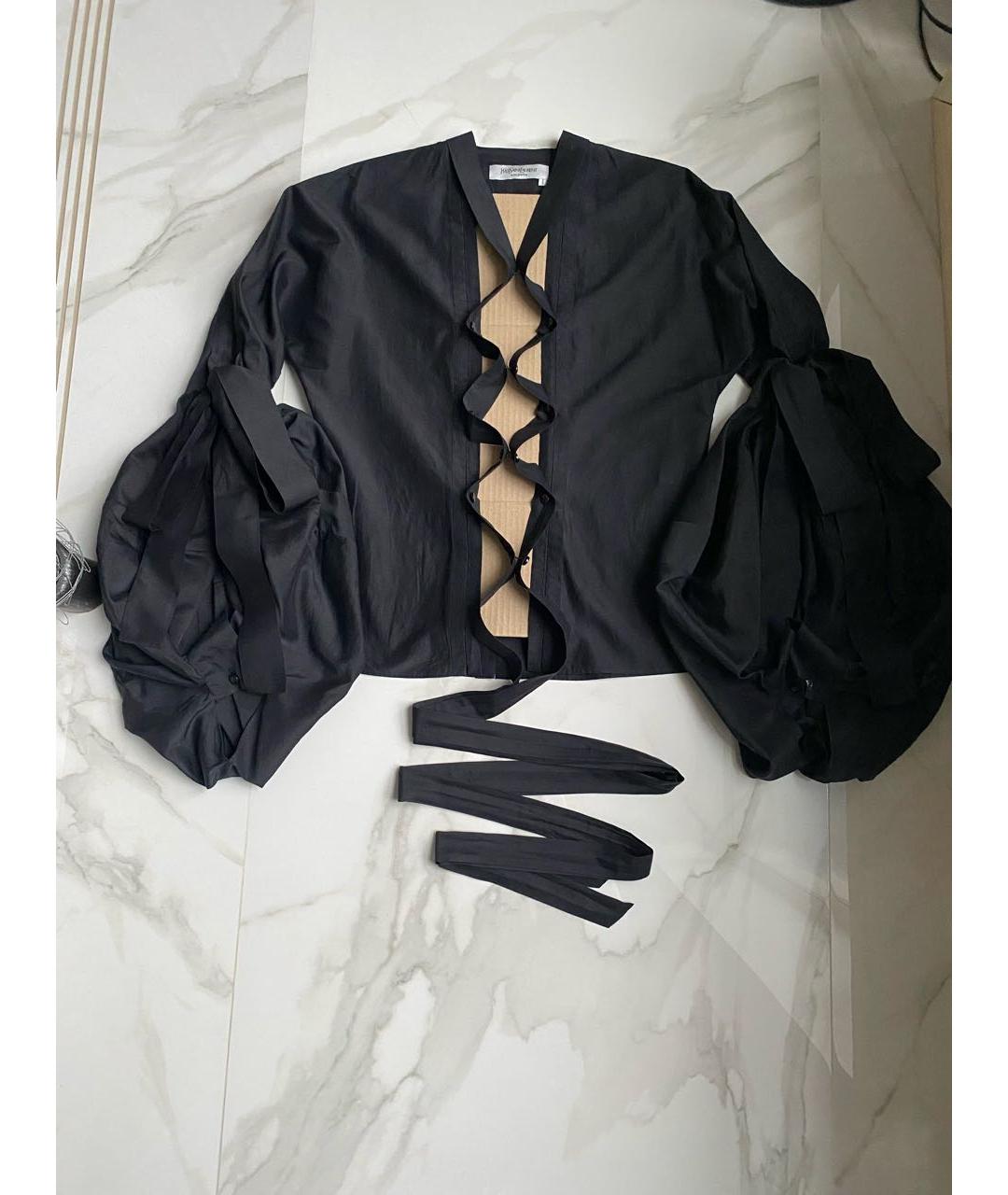 SAINT LAURENT Черная хлопковая блузы, фото 9