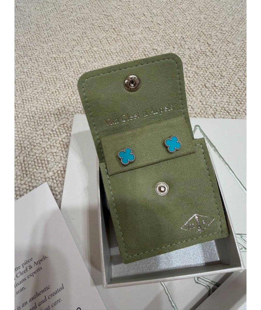 VAN CLEEF & ARPELS Бирюзовые серьги из белого золота, фото 4