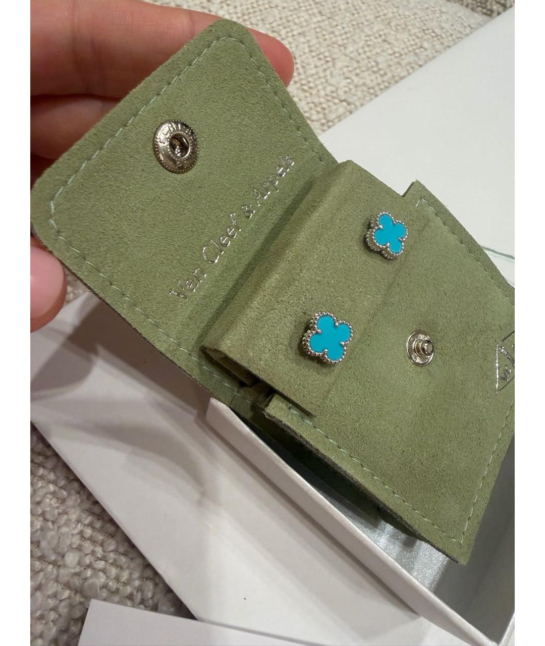 VAN CLEEF & ARPELS Бирюзовые серьги из белого золота, фото 2