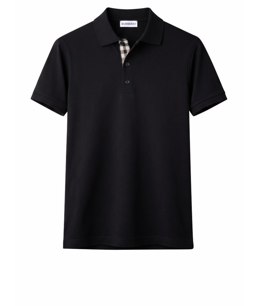 BURBERRY Черное хлопковое поло с коротким рукавом, фото 1