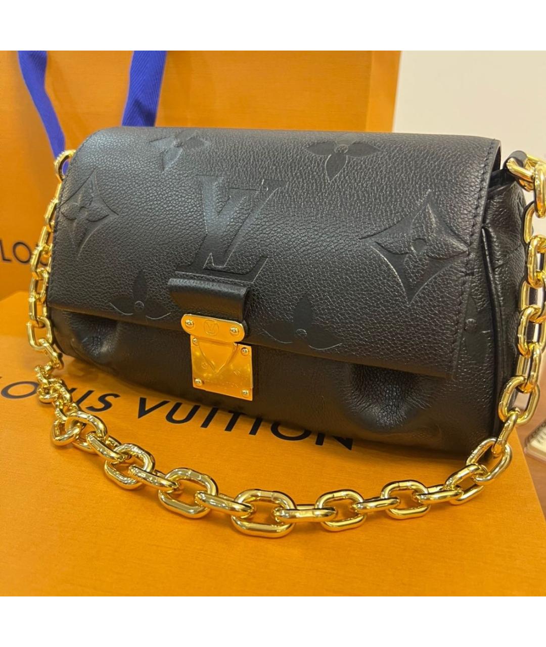 LOUIS VUITTON Черная кожаная сумка через плечо, фото 2