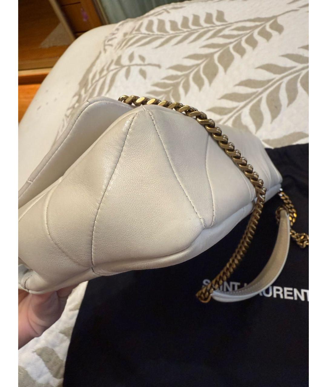 SAINT LAURENT Белая кожаная сумка через плечо, фото 4