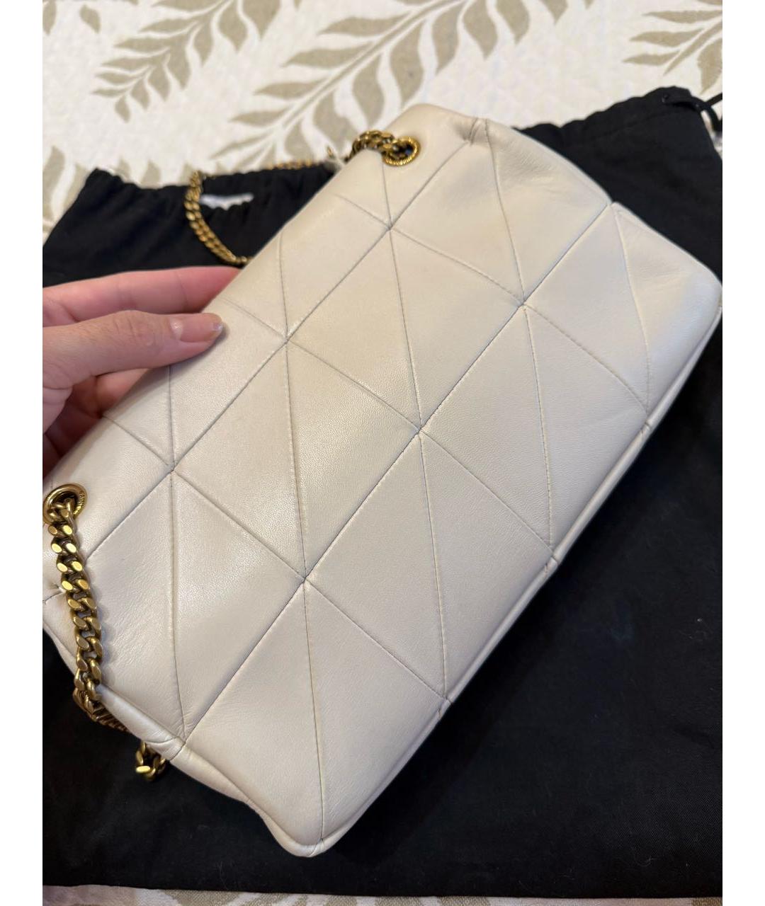 SAINT LAURENT Белая кожаная сумка через плечо, фото 3