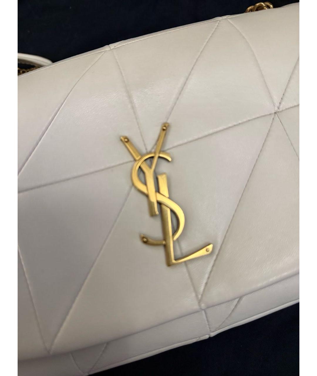 SAINT LAURENT Белая кожаная сумка через плечо, фото 6