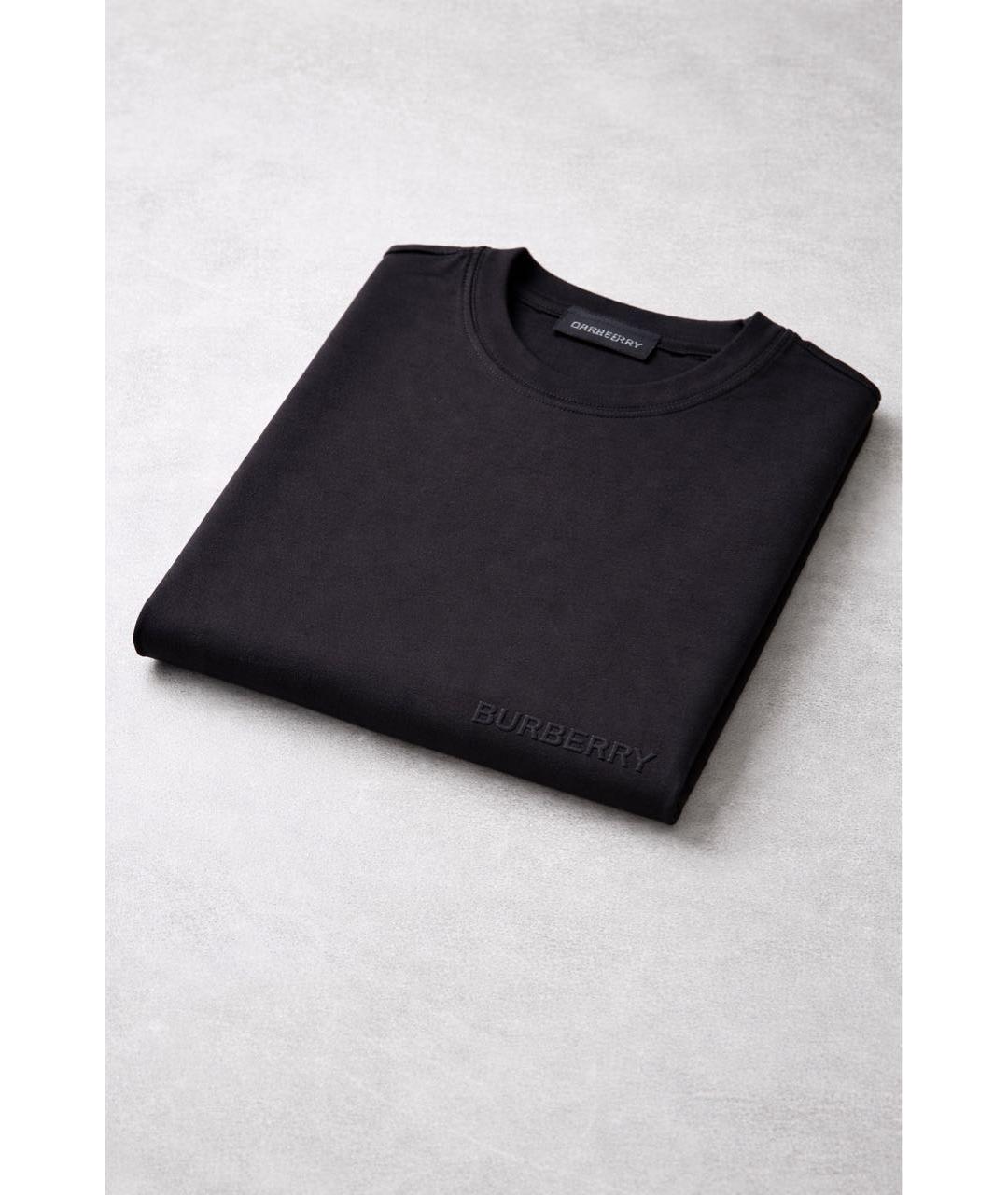 BURBERRY Черная хлопковая футболка, фото 2
