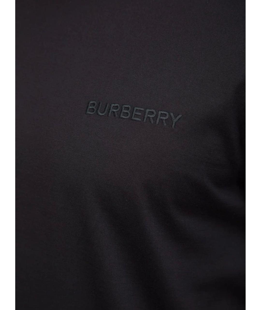 BURBERRY Черная хлопковая футболка, фото 4