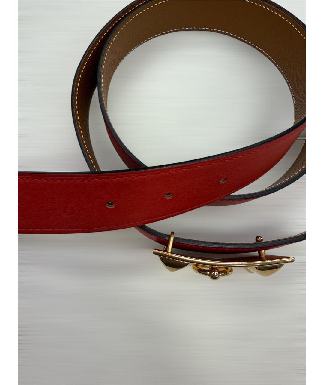 HERMES Красный кожаный ремень, фото 5