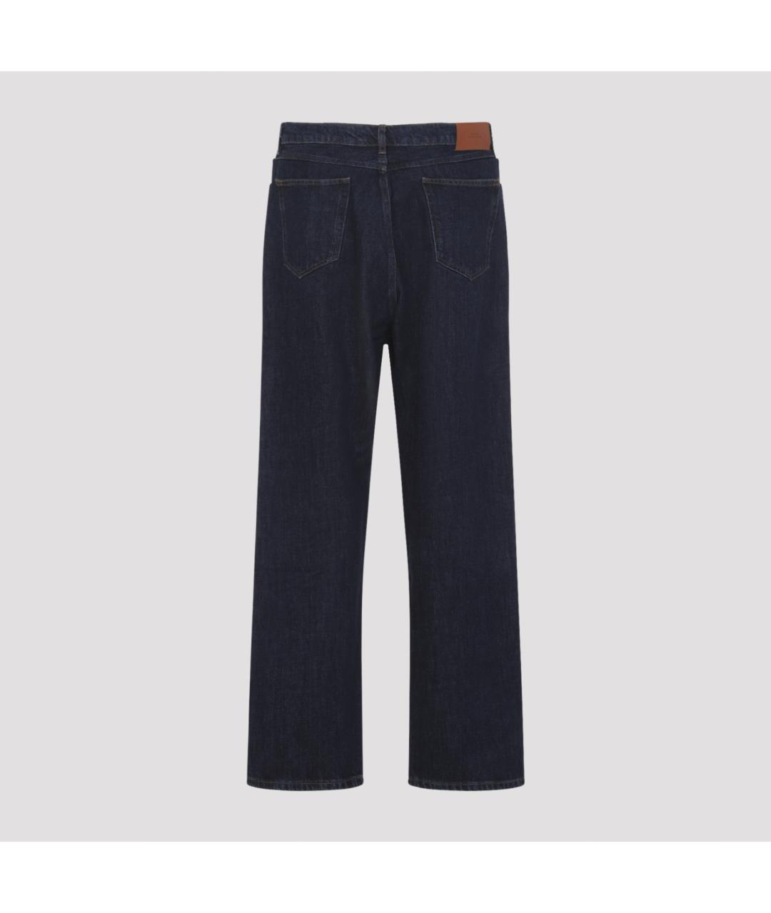 STUDIO NICHOLSON Темно-синие хлопко-полиэстеровые прямые джинсы, фото 4