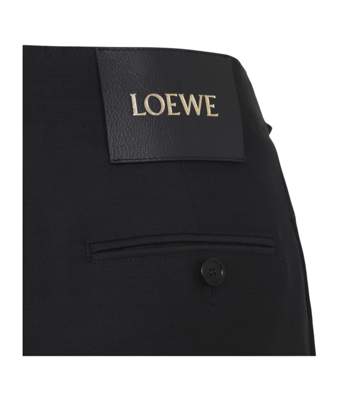 LOEWE Черные шерстяные прямые брюки, фото 3