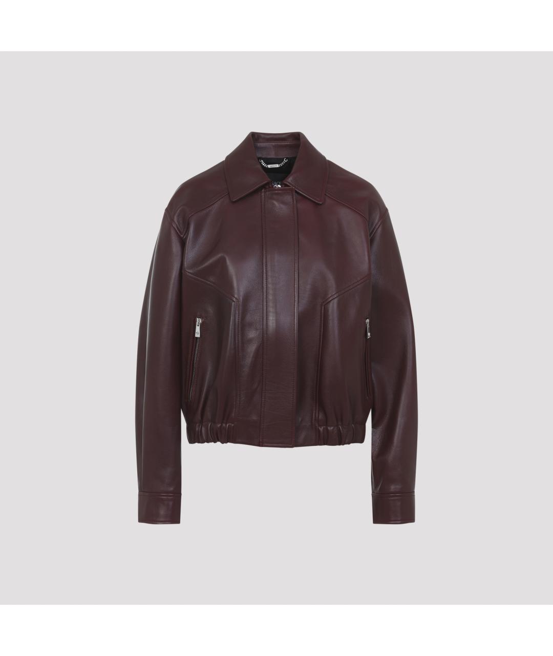VERSACE Бордовая кожаная куртка, фото 3