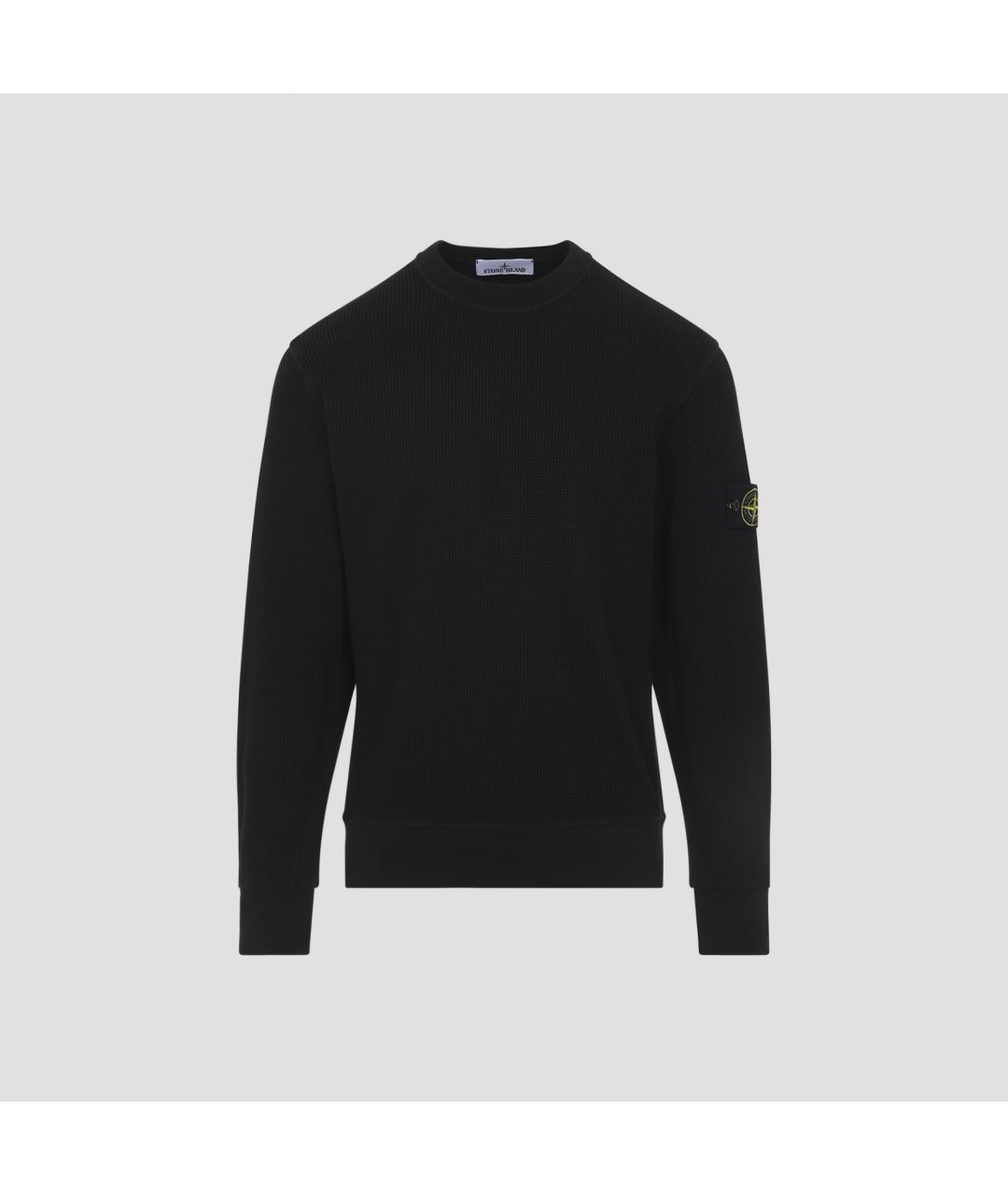 STONE ISLAND Черный хлопковый джемпер / свитер, фото 3