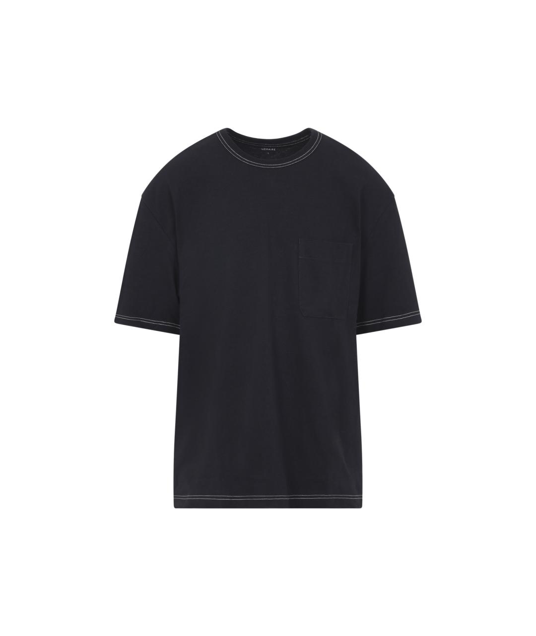 LEMAIRE Черная хлопко-леновая футболка, фото 1