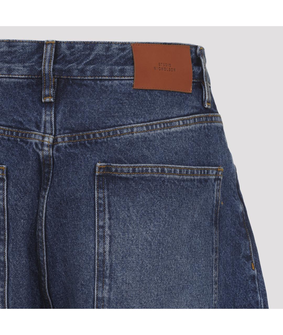 STUDIO NICHOLSON Синие хлопковые прямые джинсы, фото 5