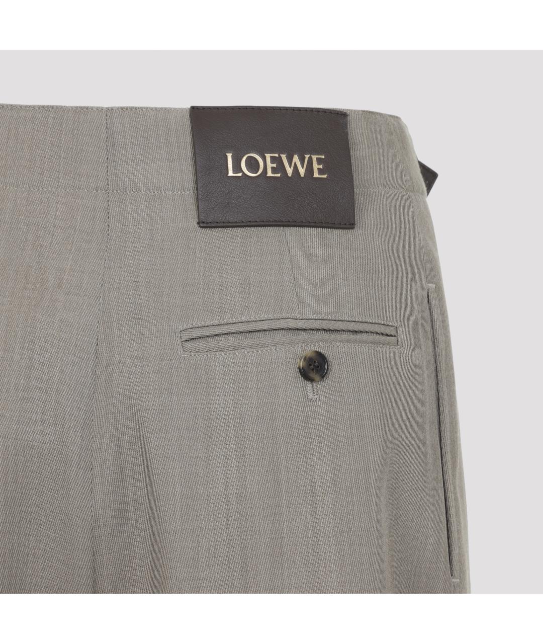 LOEWE Бежевые шерстяные прямые брюки, фото 3