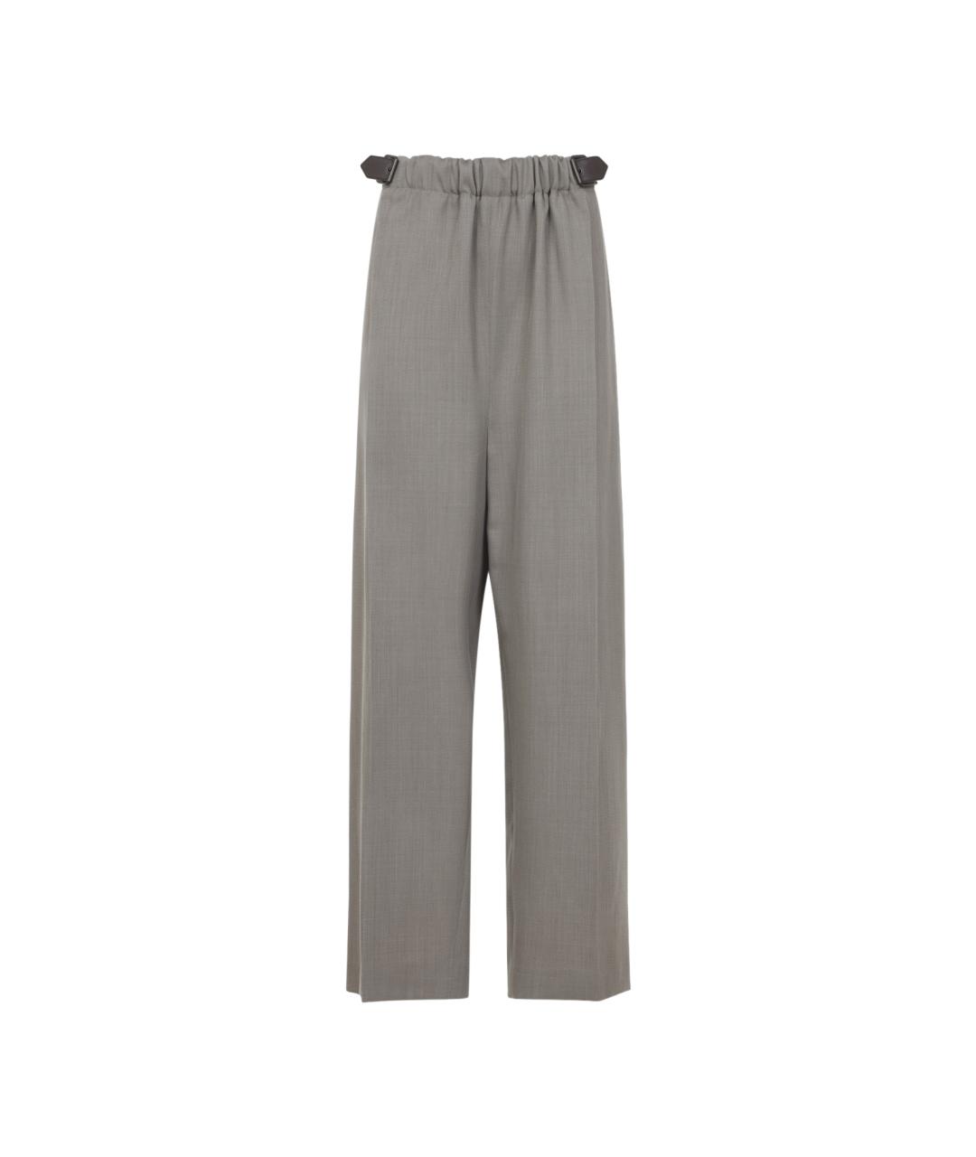 LOEWE Бежевые шерстяные прямые брюки, фото 1