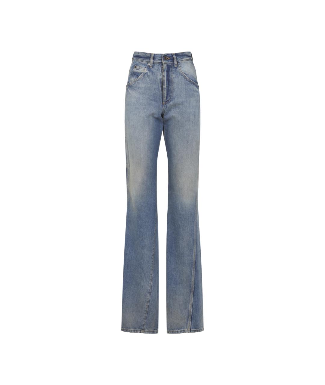 MAISON MARGIELA Голубые хлопковые прямые джинсы, фото 1