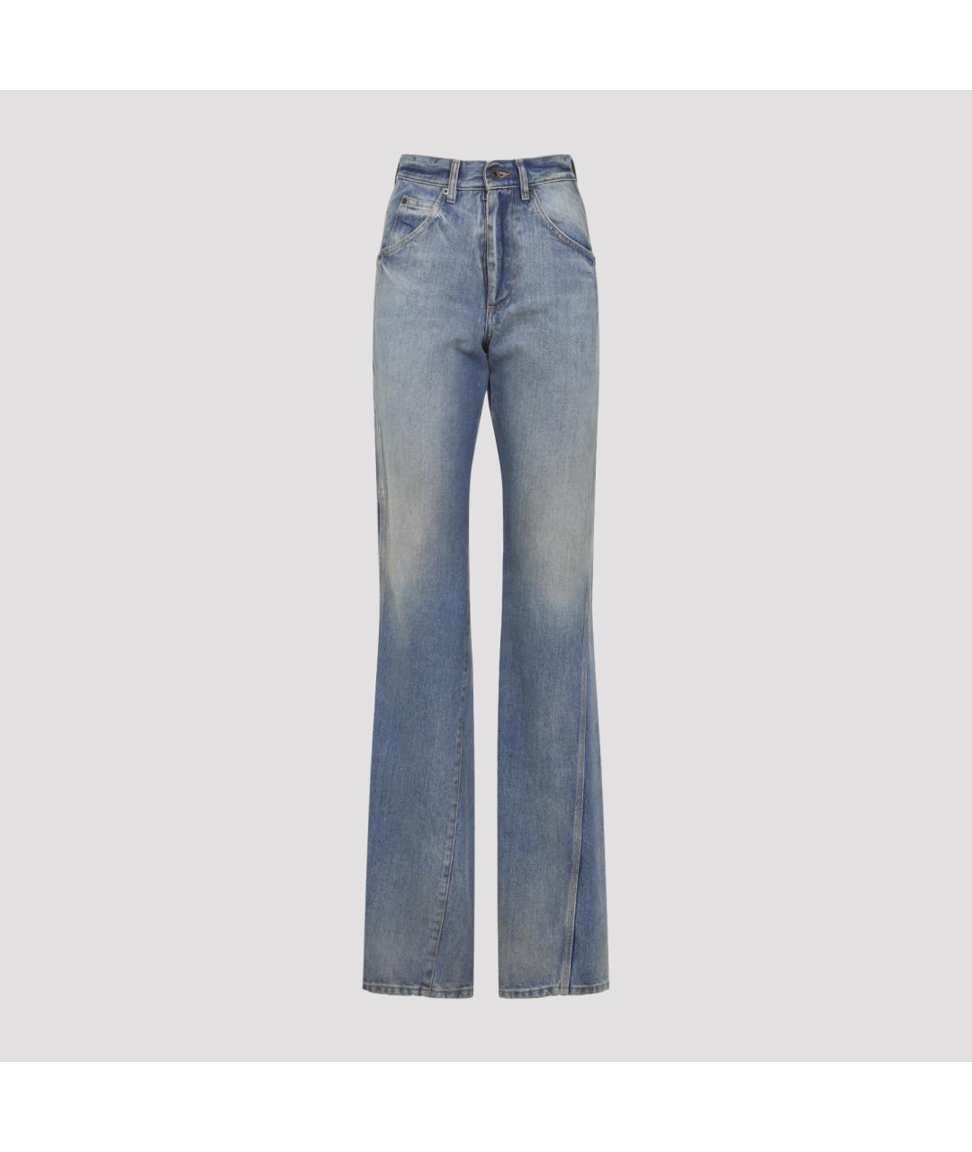 MAISON MARGIELA Голубые хлопковые прямые джинсы, фото 3