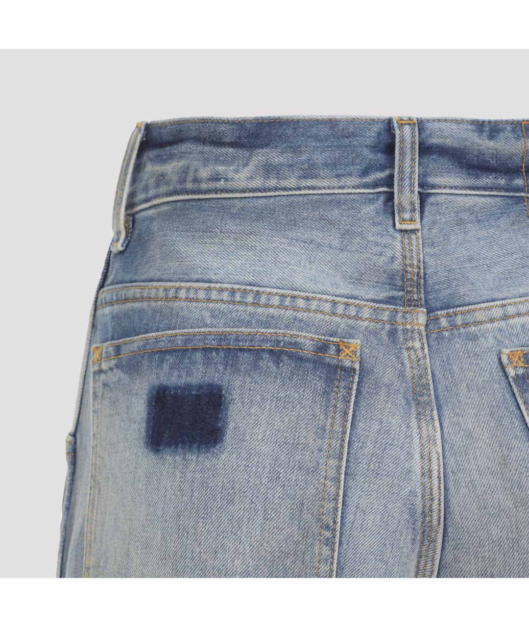 MAISON MARGIELA Голубые хлопковые прямые джинсы, фото 6