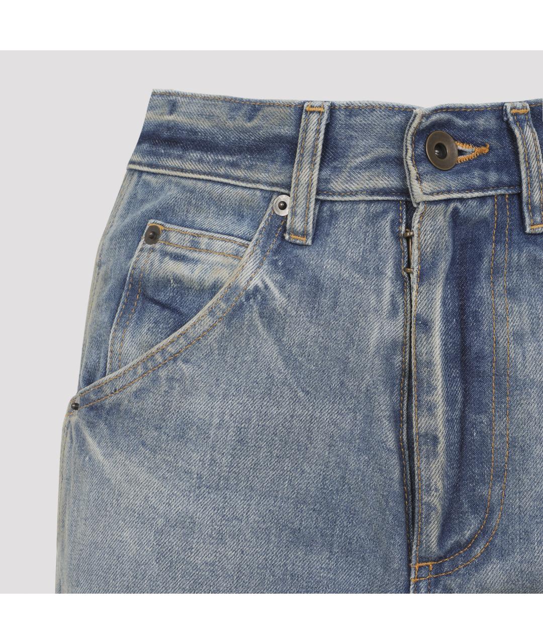 MAISON MARGIELA Голубые хлопковые прямые джинсы, фото 5