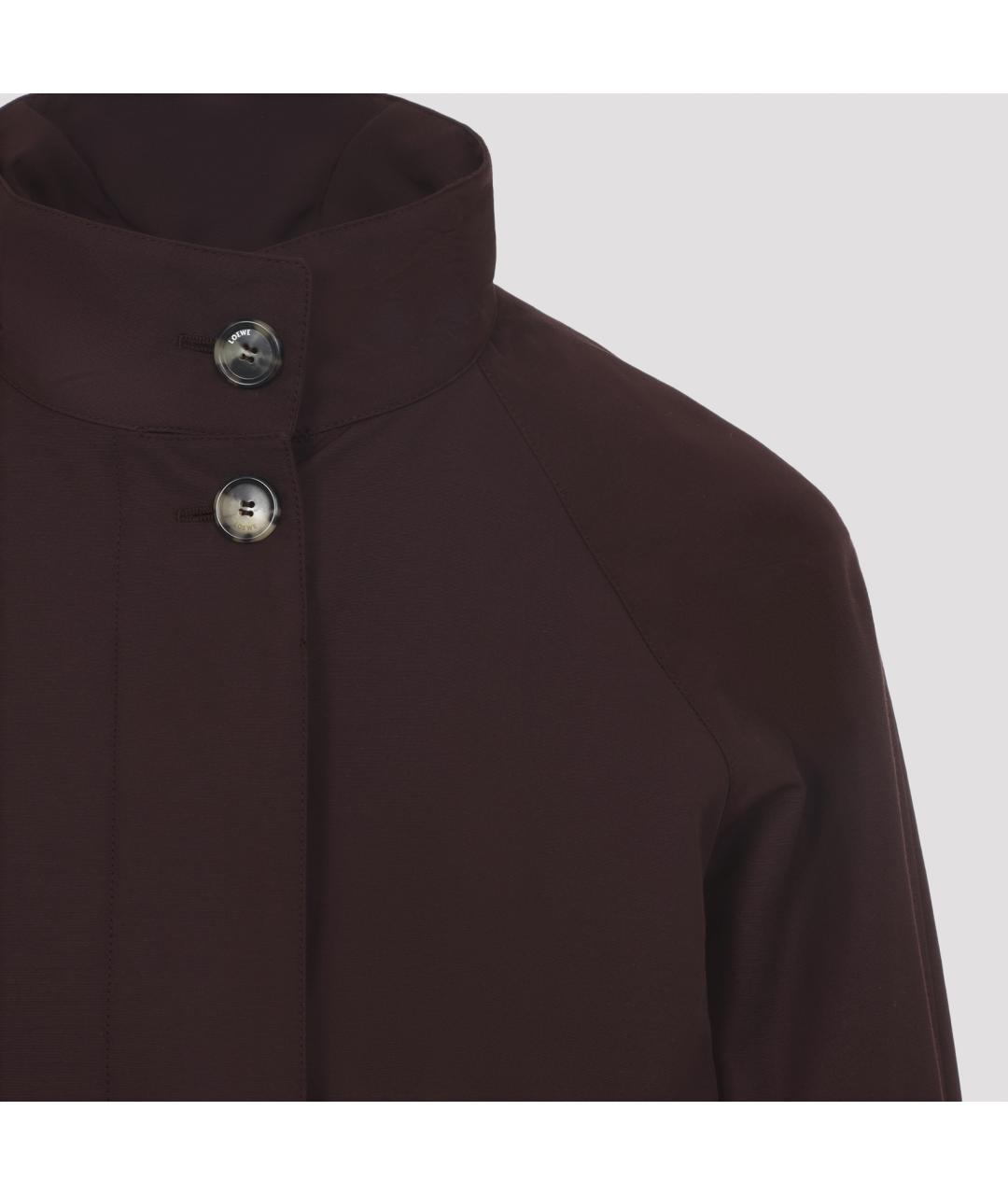 LOEWE Бордовый хлопко-эластановый тренч/плащ, фото 5