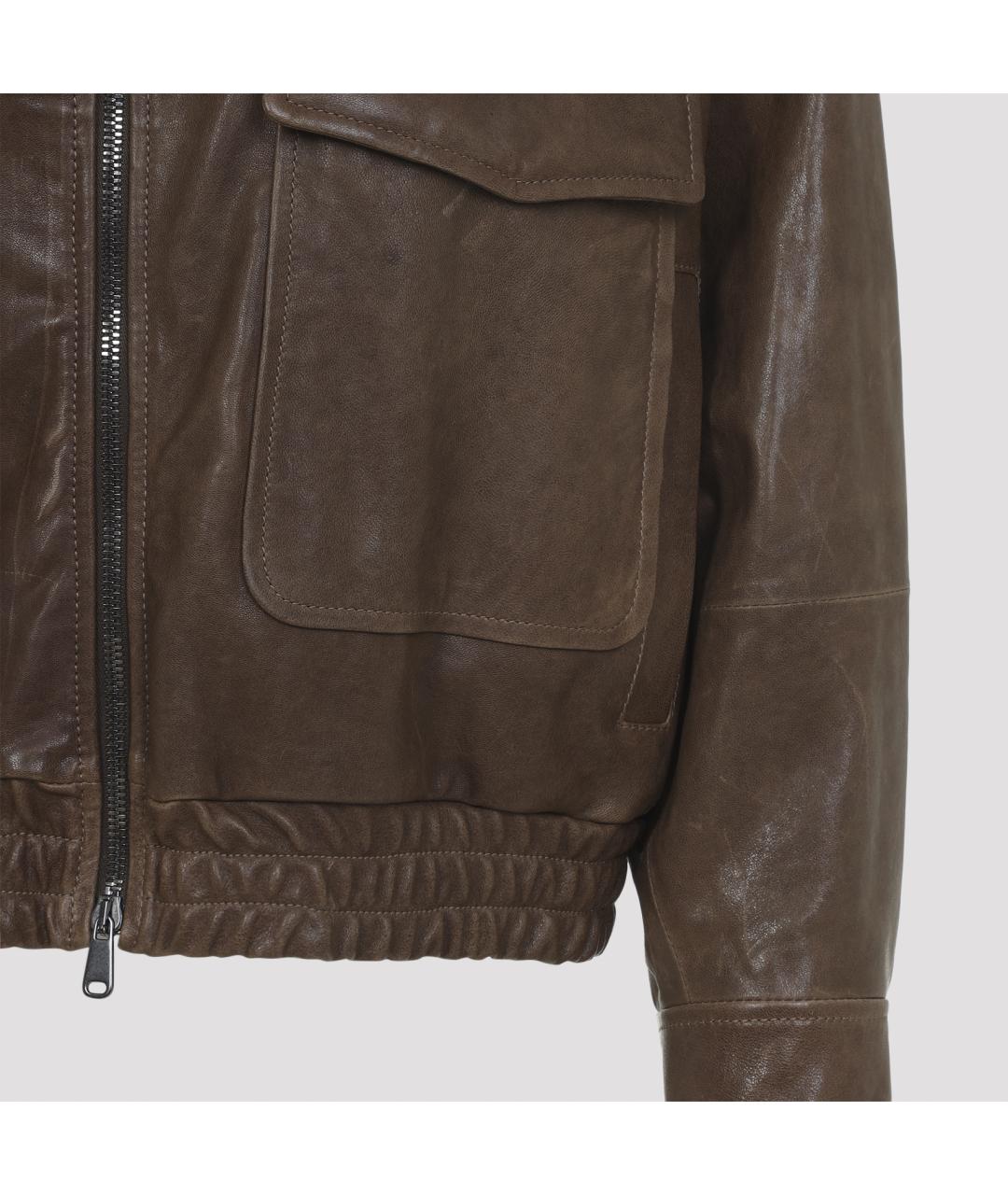 BRUNELLO CUCINELLI Коричневая кожаная куртка, фото 5