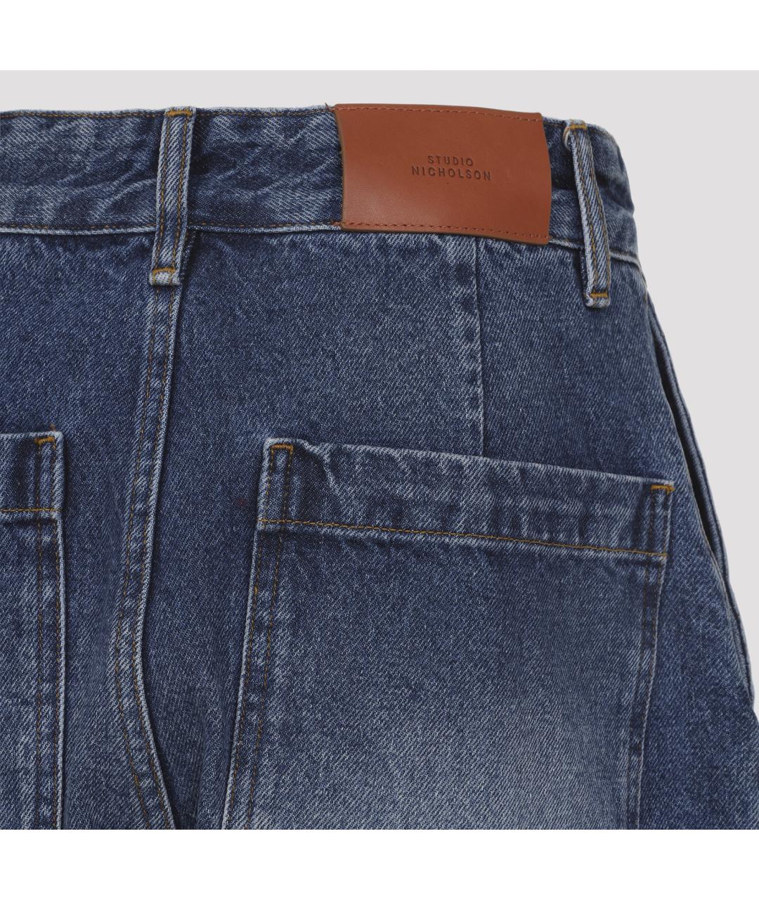 STUDIO NICHOLSON Синие хлопковые прямые джинсы, фото 5