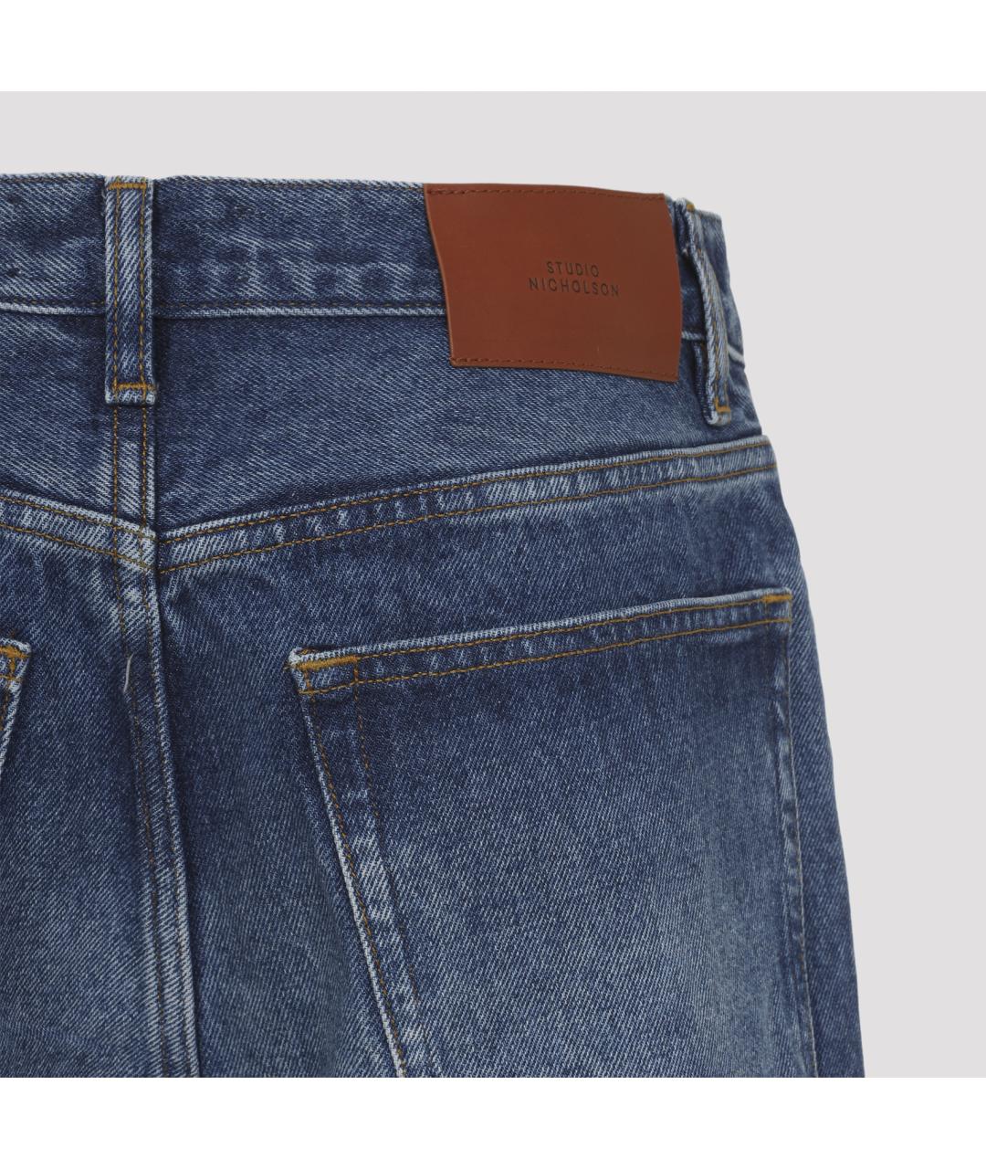 STUDIO NICHOLSON Синие хлопковые прямые джинсы, фото 5