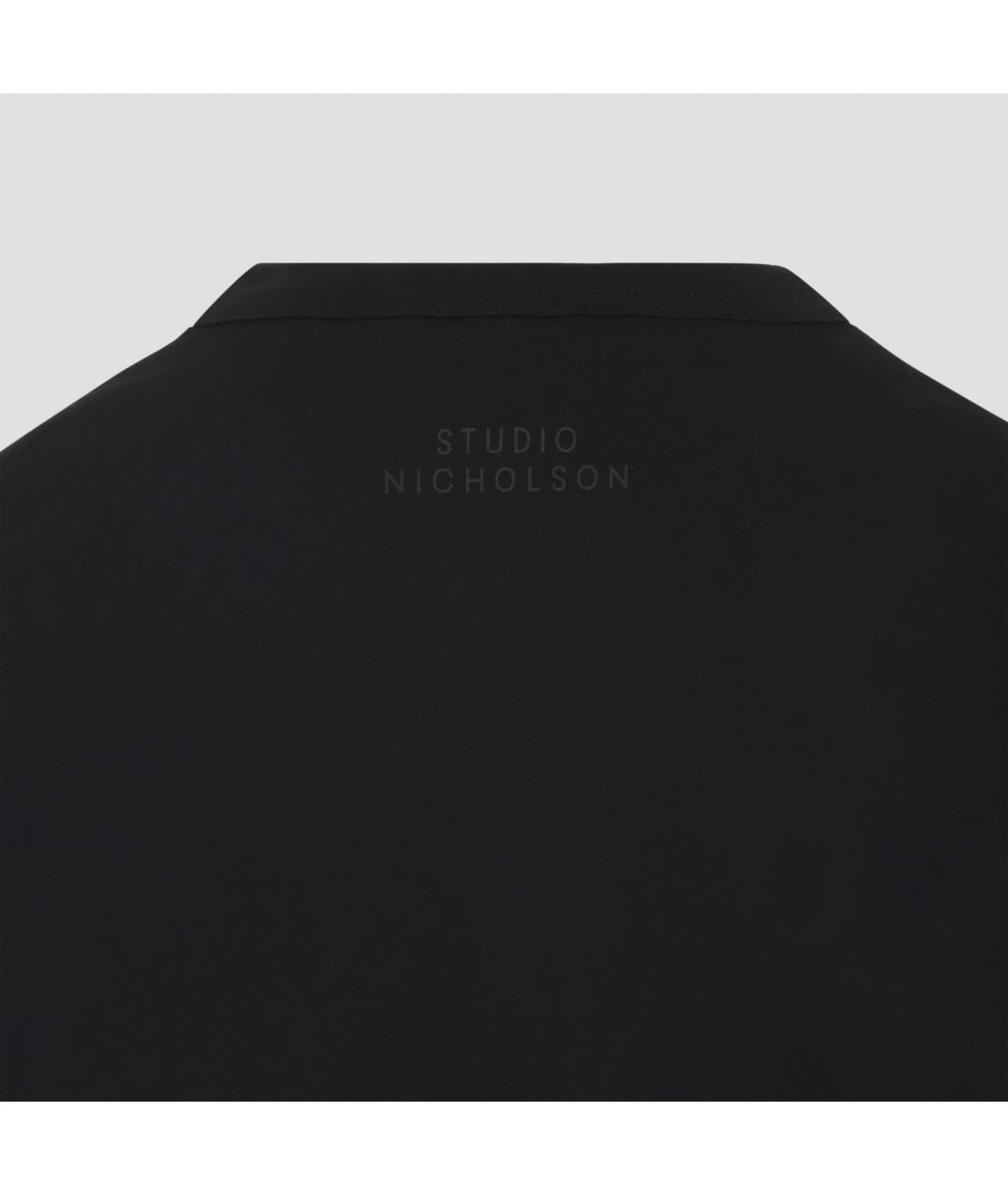 STUDIO NICHOLSON Черная хлопковая футболка, фото 5