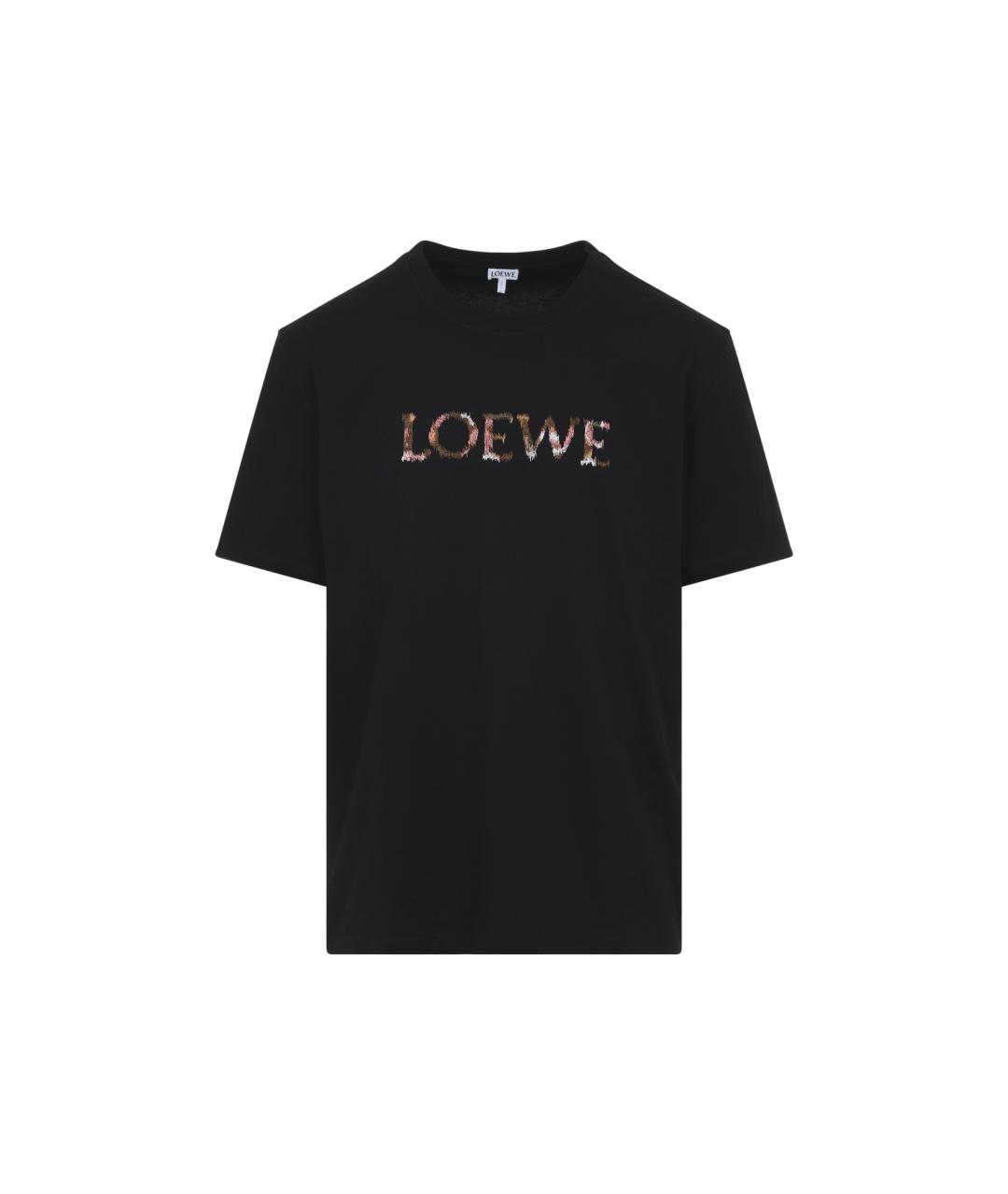 LOEWE Черная хлопко-полиэстеровая футболка, фото 1