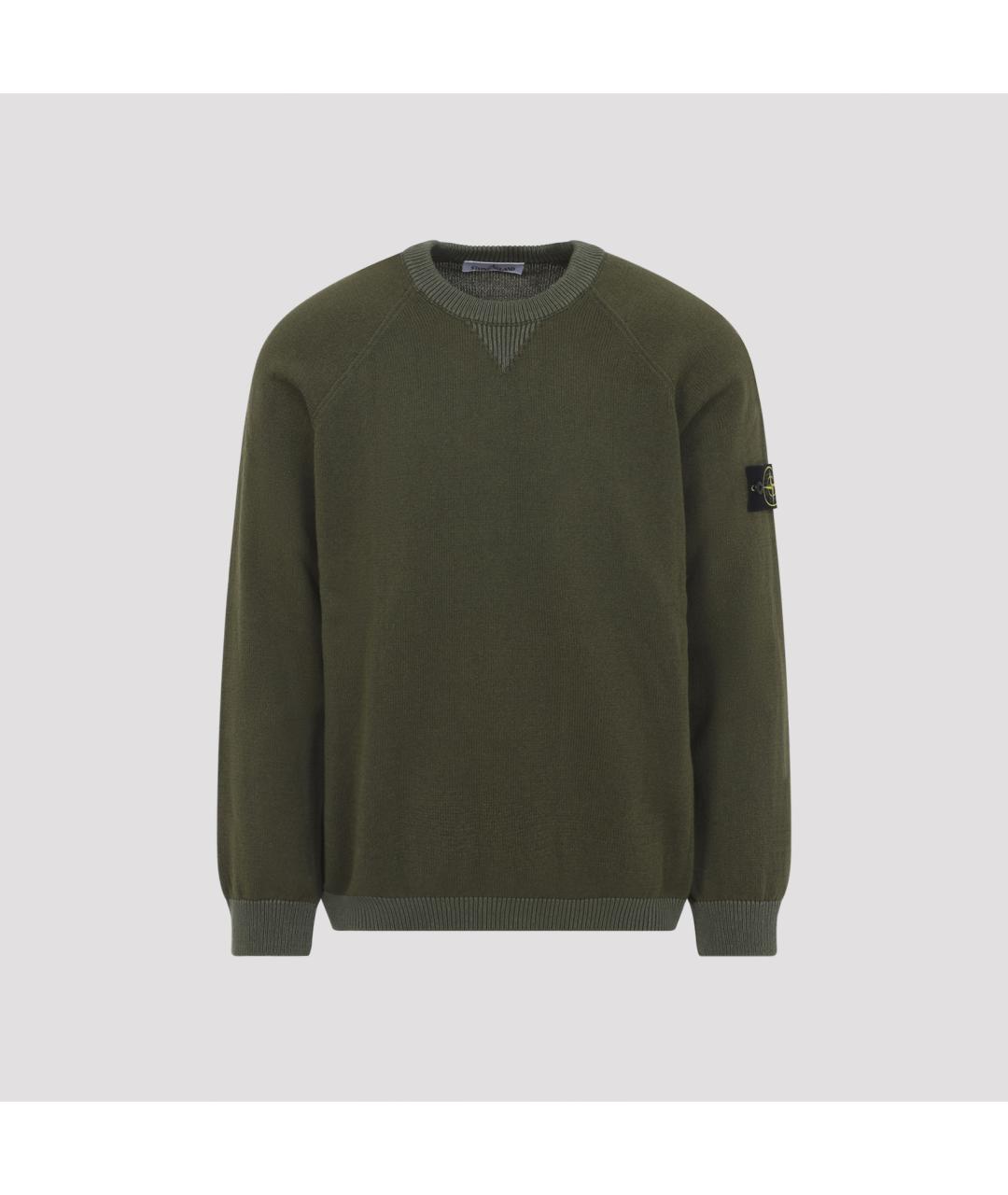 STONE ISLAND Зеленый хлопковый джемпер / свитер, фото 3
