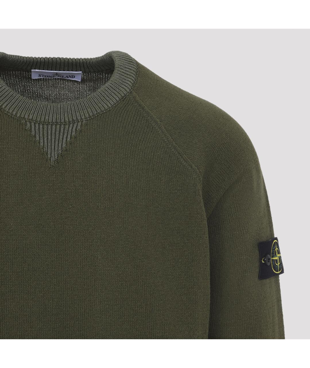 STONE ISLAND Зеленый хлопковый джемпер / свитер, фото 5