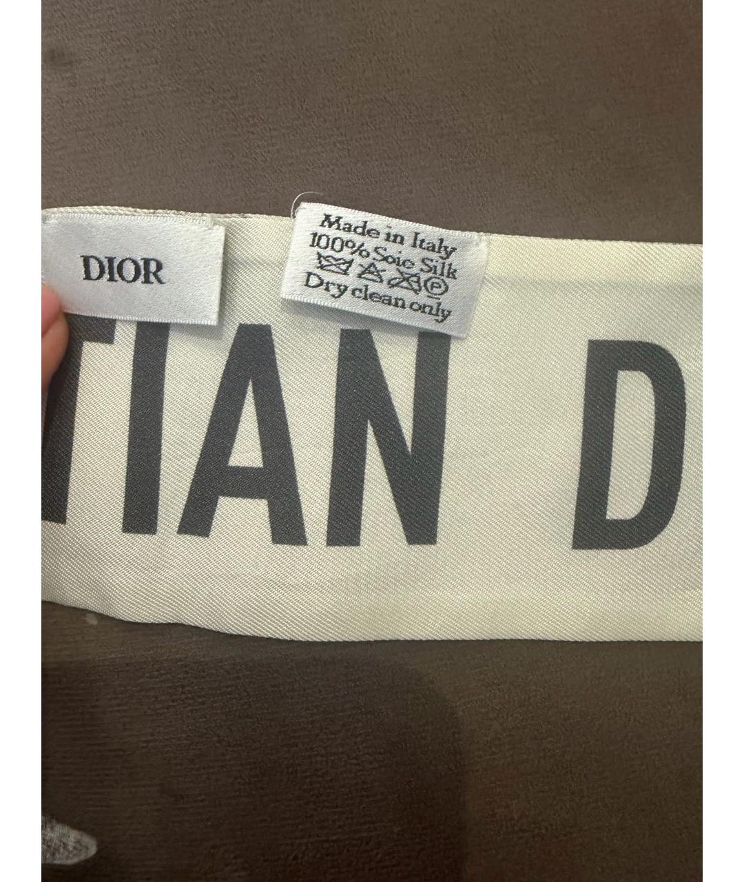 CHRISTIAN DIOR Серый шелковый платок, фото 3