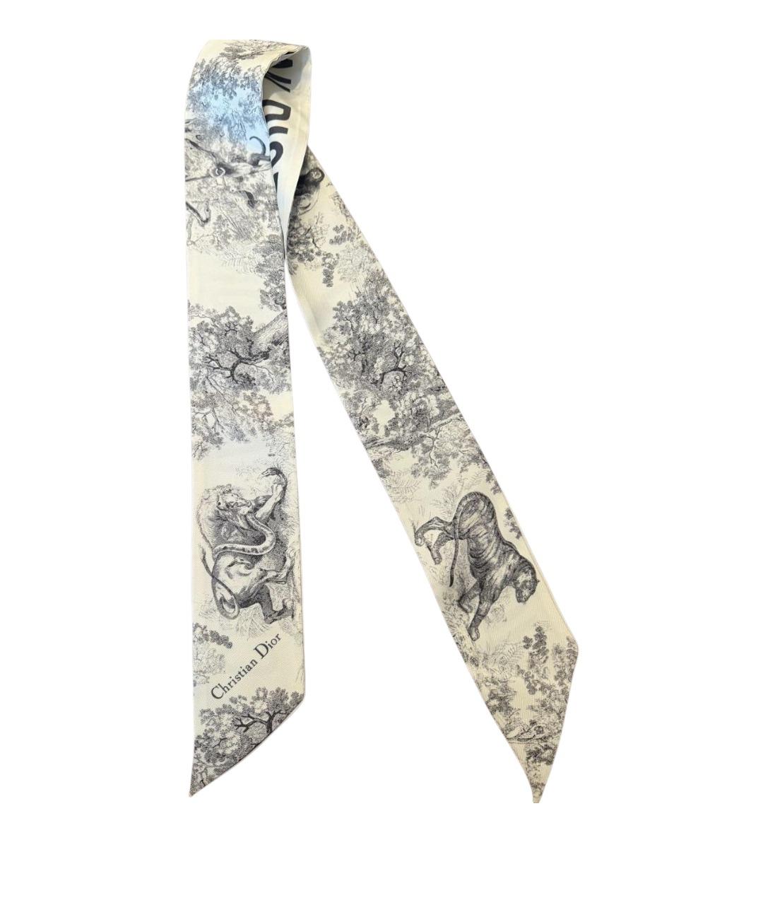 CHRISTIAN DIOR Серый шелковый платок, фото 1