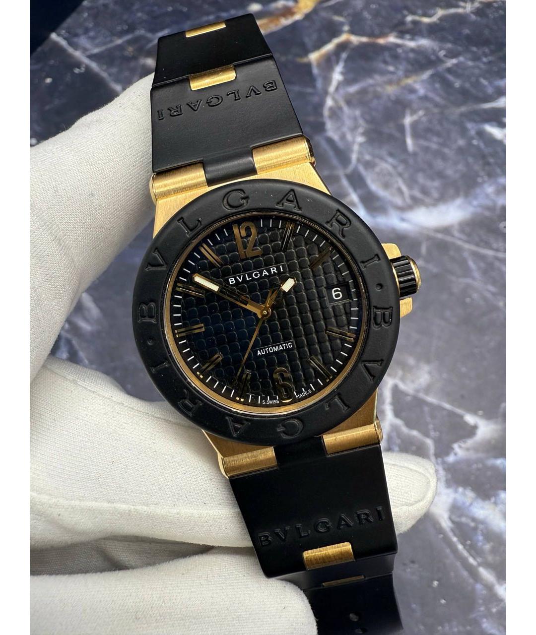 BVLGARI Черные часы из розового золота, фото 3