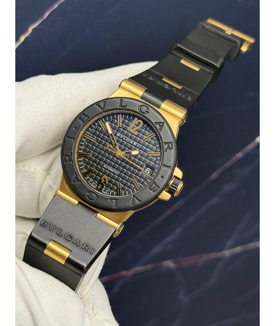 BVLGARI Черные часы из розового золота, фото 2