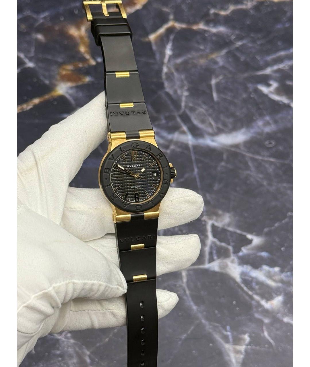 BVLGARI Черные часы из розового золота, фото 4